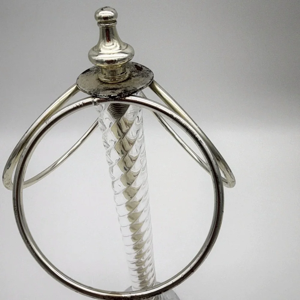 VTG Hollywood Regency Glass Lucite Metal 3-Ring Fingertip Towel Stand
